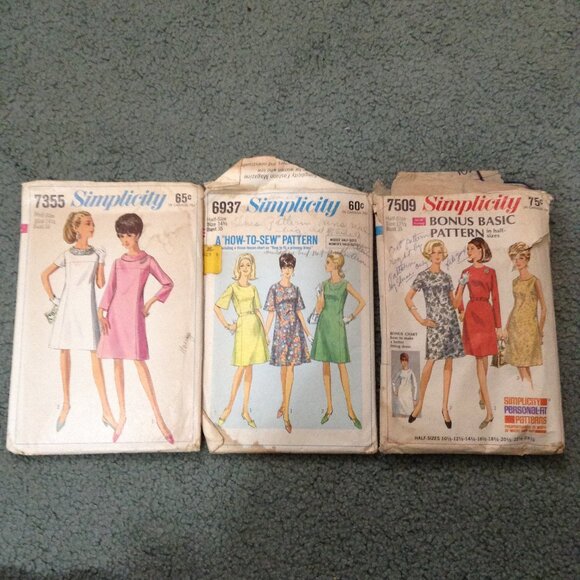 Vintage Dresses & Skirts - Lot of 3 Vintage CUT & COMPLETE 1960s Day Dress Patterns, Bust 35